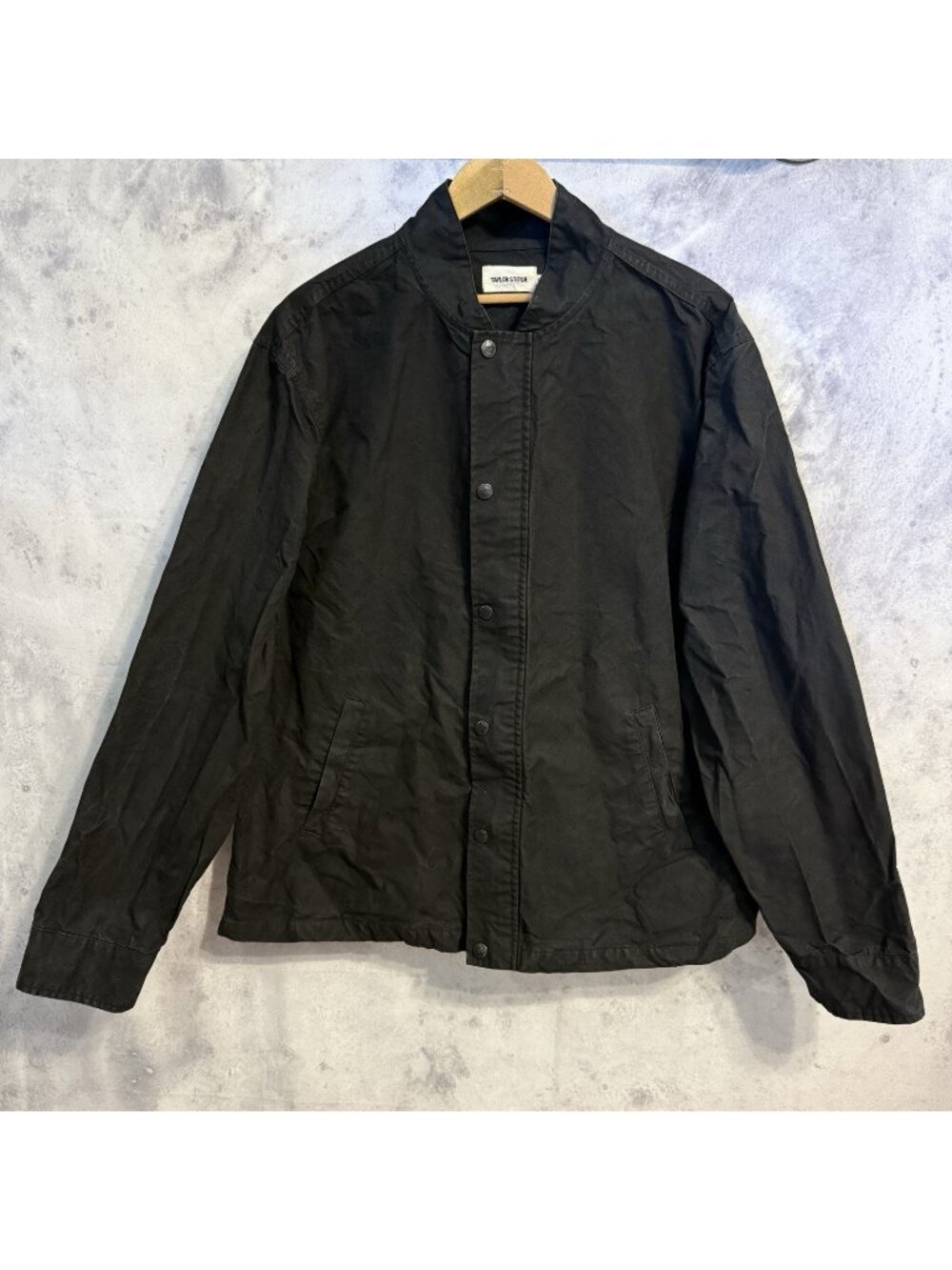 Taylor Stitch Dry Waxed Jacket Mens 46 Halley Stevenson Organic Cotton Black